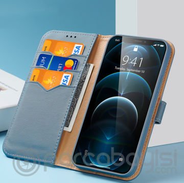 Dux Ducis iPhone 13 Pro Max Kılıf Mıknatıslı Cüzdanlı Deri Kılıf Hivo Series
