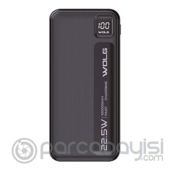 WOLG Q51 22.5W 10000 mAh Dijital Göstergeli Lightning & Type-C Kablolu Hızlı Şarj Powerbank