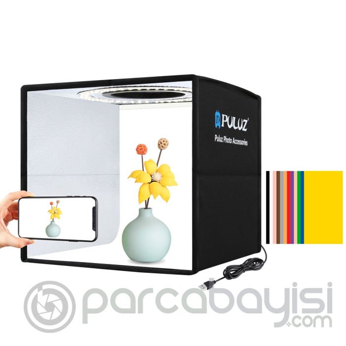 PULUZ 25cm Taşınabilir 97 CRI Işıklı Ürün Fotoğraf Çekim Çadırı Stüdyo