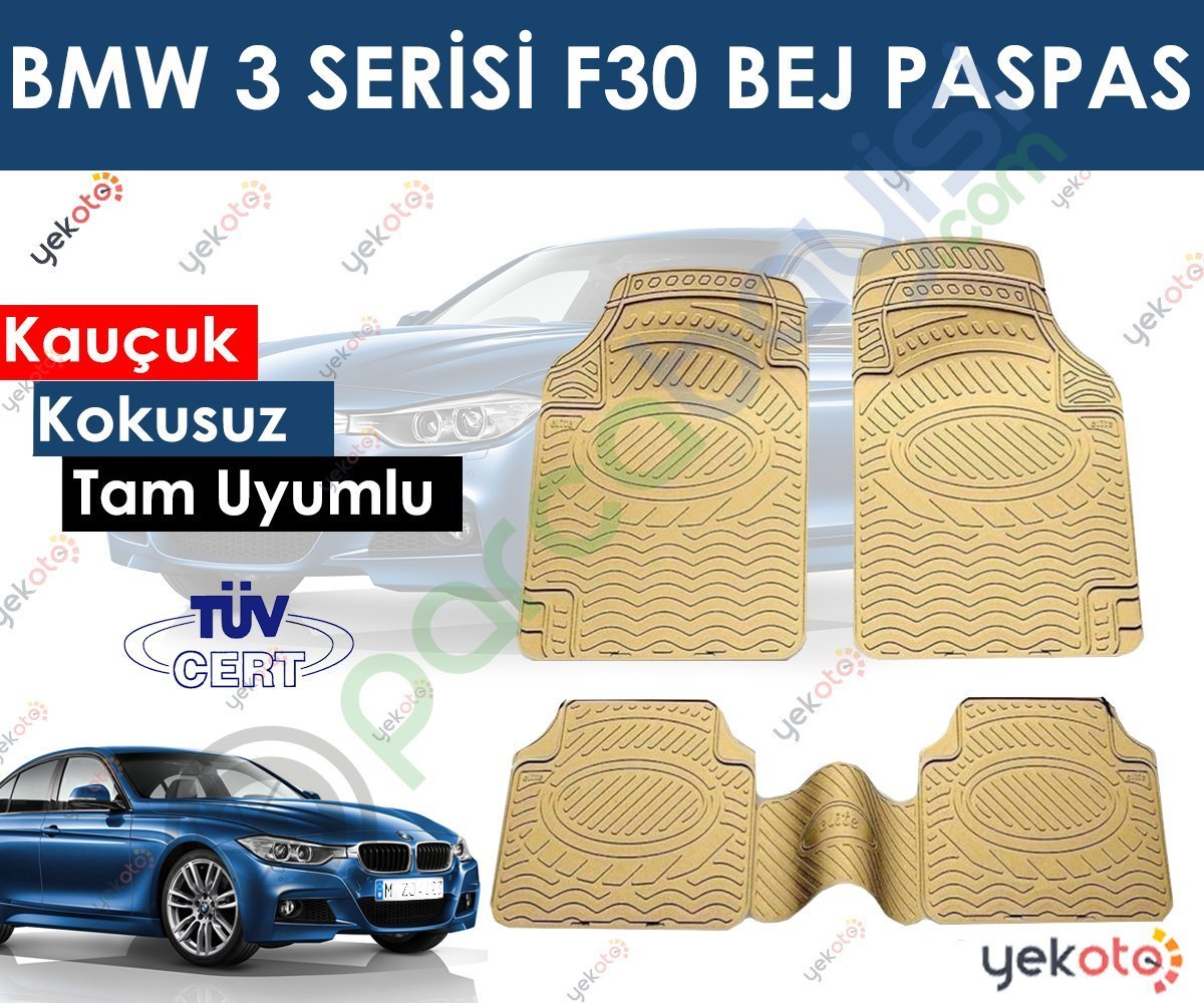 Bmw 3 F30 Araca Özel Kauçuk Lüks Oto Bej Paspas