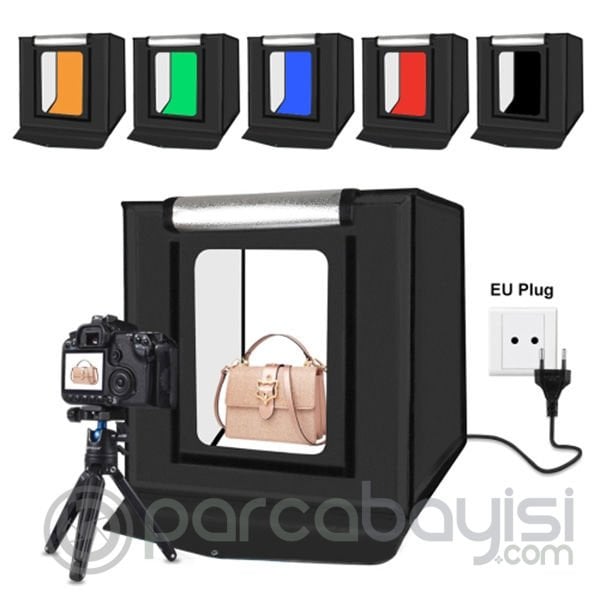 PULUZ Profesyonel 40 X 40CM LED Işıklı Ürün Fotoğraf Çekim Çadırı Katlanabilir Portatif 30W 5500K