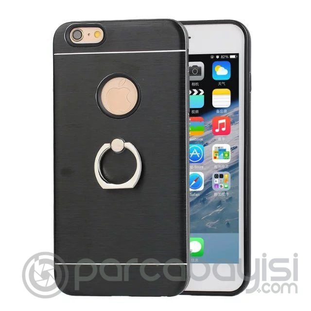 İphone 7 Plus Selfie Yüzüklü Arkası Metal Silikon Kılıf