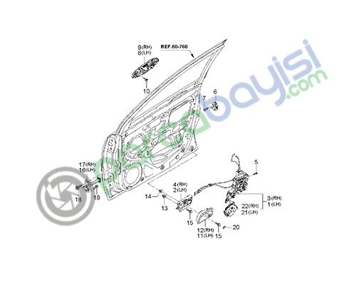 KIA Rio 2005 kapı Kilit Mekanizması
