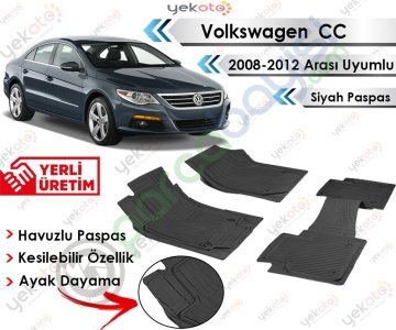 Volkswagen Passat Cc 2008-2012 Arası Havuzlu Kesilebilir Üniversal Siyah Paspas