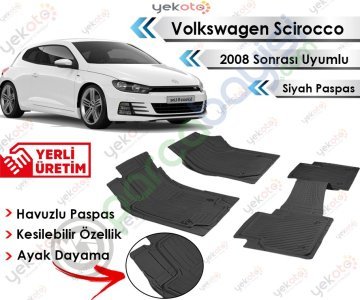 Volkswagen Scirocco 2008 Sonrası Havuzlu Kesilebilir Üniversal Siyah Paspas