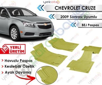 Chevrolet Cruze 2009 Sonrası Uyumlu Havuzlu Kesilebilir Bej Paspas