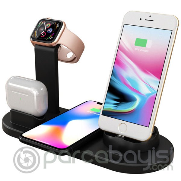 Ally 4in1 Wireless Kablosuz Şarj İPhone+USB C+Micro Usb Şarj Standı