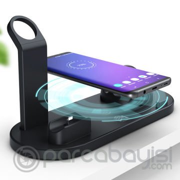 Ally 4in1 Wireless Kablosuz Şarj İPhone+USB C+Micro Usb Şarj Standı