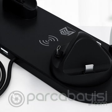 Ally 4in1 Wireless Kablosuz Şarj İPhone+USB C+Micro Usb Şarj Standı