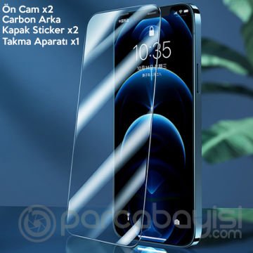 GOR İPhone 12 Pro Max 6.7 Best Full Tempered Cam Ekran Koruyucu 2Adet+Takma Aparatı