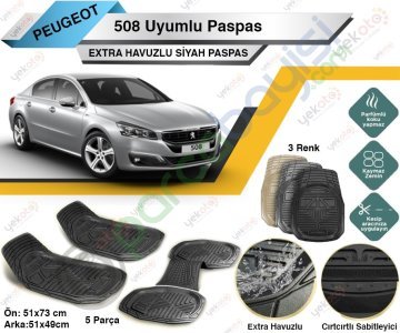 Peugeot 508 Uyumlu Extra Havuzlu Kesilebilir Siyah Paspas