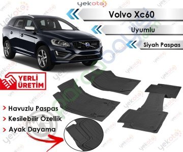 Volvo Xc60 Havuzlu Kesilebilir Üniversal Siyah Paspas