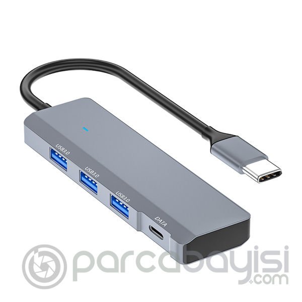 Ally ADS-309C 4in1 Type-C to USB + Type-C Hub Adaptör Çevirici Dönüştürücü Çoğaltıcı