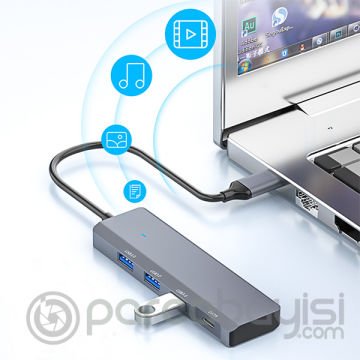 Ally ADS-309C 4in1 Type-C to USB + Type-C Hub Adaptör Çevirici Dönüştürücü Çoğaltıcı