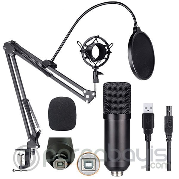 ALLY BM700 Profesyonel Stüdyo Kayıt Youtuber Mikrofonu Seti + Stand NB-35