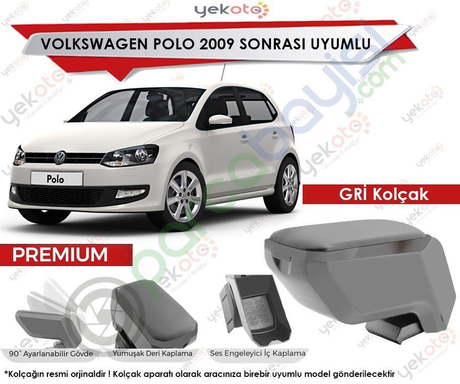 Vw Polo 2009 Sonrası Uyumlu Gri Kolçak Kol Dayama Ultra Kaliteli