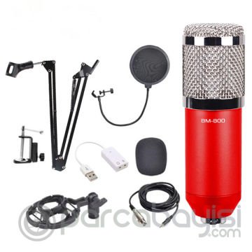 ALLY BM800 Stüdyo Kayıt Youtuber Mikrofonu Seti + Stand + Pop Filtre