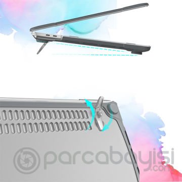 MacBook Pro 16 inch A2141 (2019) Şeffaf Standlı Koruyucu Kılıf