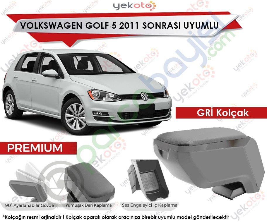 Vw Golf 5 2011 Sonrası Uyumlu Gri Kolçak Kol Dayama Ultra Kaliteli
