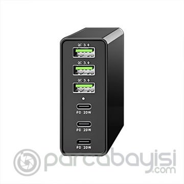 Ally 96W 6 Portlu 3 USB Port + 3 PD USB-C Şarj Adaptörü