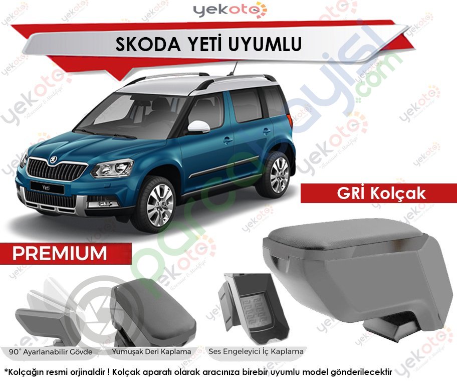 Skoda Yeti Uyumlu Gri Kolçak Kol Dayama Ultra Kaliteli