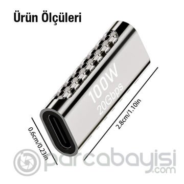 ALLY 100W 20Gbps Çift Yönlü Dişi Type-C Uzatma Adaptörü Type-C Çevirici