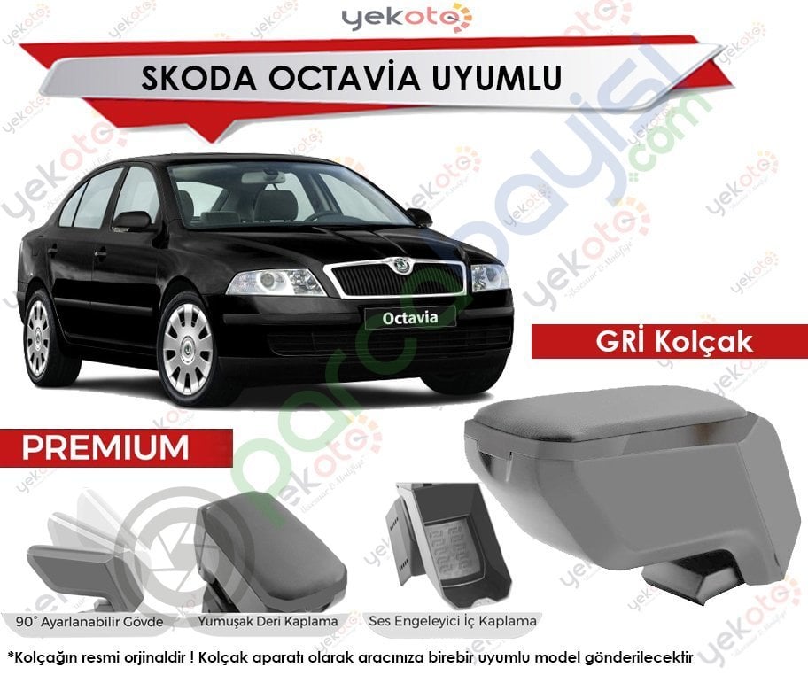 Skoda Octavia Uyumlu Gri Kolçak Kol Dayama Ultra Kaliteli