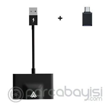 Ally USB+Type-C Adaptör Android Kablosuz Carplay Adaptör Çevirici