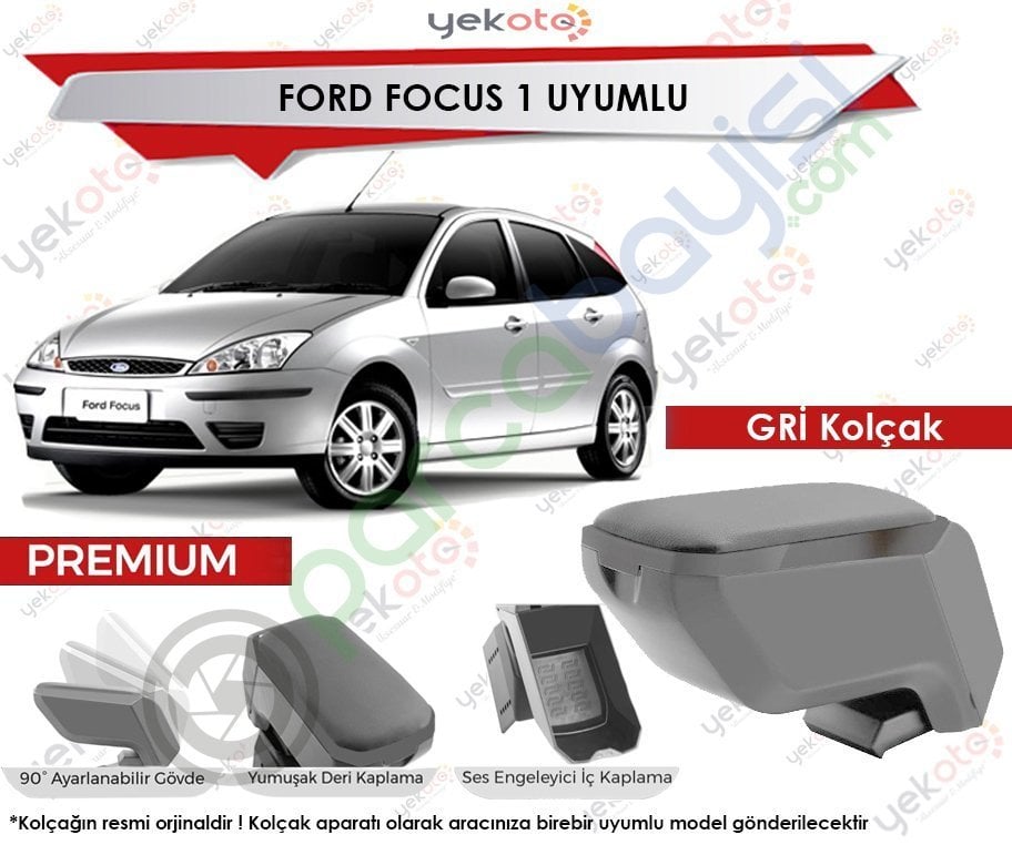 Ford Focus 1 Uyumlu Gri Kolçak Kol Dayama Ultra Kaliteli