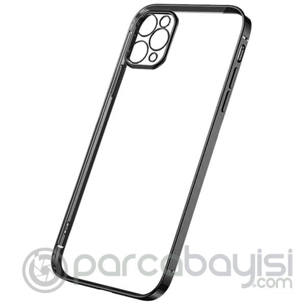 ALLY İPhone 12 Pro 6.1 Metal Görünümlü Darbeye Dayanıklı Silikon Kılıf