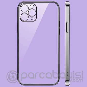 ALLY İPhone 12 Pro 6.1 Metal Görünümlü Darbeye Dayanıklı Silikon Kılıf