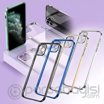 ALLY İPhone 12 Pro 6.1 Metal Görünümlü Darbeye Dayanıklı Silikon Kılıf