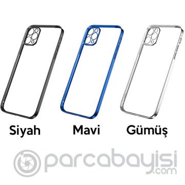 ALLY İPhone 12 Pro 6.1 Metal Görünümlü Darbeye Dayanıklı Silikon Kılıf
