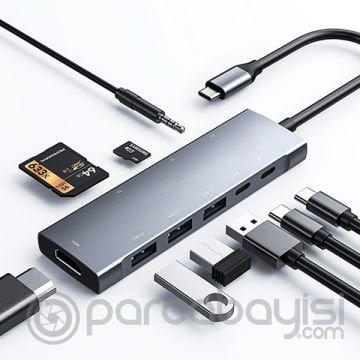 ALLY  9 İn1 Type C Hub 4k 30hz Hdmi Usb 3.0,Sd,PD Adaptör