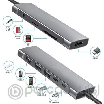 ALLY  9 İn1 Type C Hub 4k 30hz Hdmi Usb 3.0,Sd,PD Adaptör
