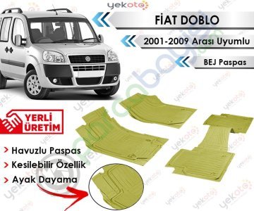 Fiat Doblo 2001-2009 Arası Uyumlu Havuzlu Kesilebilir Bej Paspas
