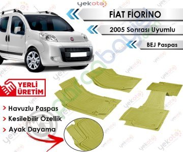 Fiat Fiorino 2005 Sonrası Uyumlu Havuzlu Kesilebilir Bej Paspas