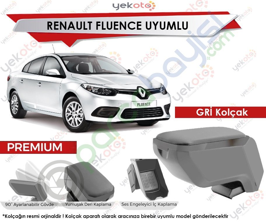 Renault Fluence Uyumlu Gri Kolçak Kol Dayama Ultra Kaliteli