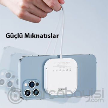 Duzzona W7 15W Manyetik Magsafe Uyumlu Standlı Kablosuz Şarj Aleti-Airpods ve Apple Watch Uyumlu