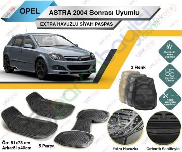 Opel Astra 2004 Sonrası Uyumlu Extra Havuzlu Kesilebilir Siyah Paspas
