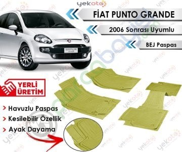 Fiat Grande Punto 2006 Sonrası Uyumlu Havuzlu Kesilebilir Bej Paspas