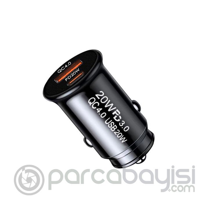 ALLY 20W USB Ve Type-c Çıkışlı Araç İçi Çakmaklık Hızlı Şarj Başlığı