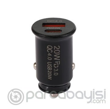 ALLY 20W USB Ve Type-c Çıkışlı Araç İçi Çakmaklık Hızlı Şarj Başlığı
