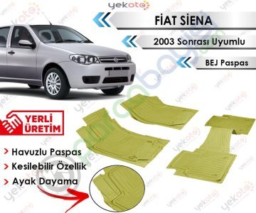 Fiat Siena 2003 Sonrası Uyumlu Havuzlu Kesilebilir Bej Paspas