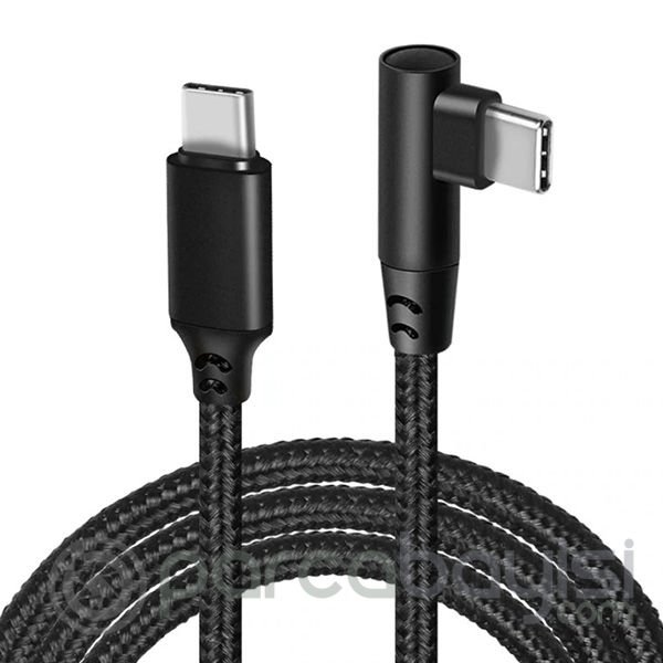 ALLY 60W Type-C to Type-C Hızlı Şarj Kablosu Oyuncu 90 Derece Başlıklı Kablo 1 Metre
