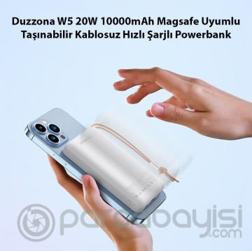 Duzzona W5 20W 10000mAh Magsafe Uyumlu Taşınabilir Kablosuz Hızlı Şarjlı Powerbank