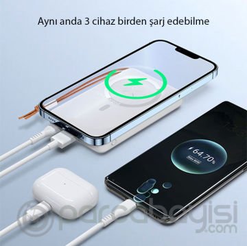 Duzzona W5 20W 10000mAh Magsafe Uyumlu Taşınabilir Kablosuz Hızlı Şarjlı Powerbank