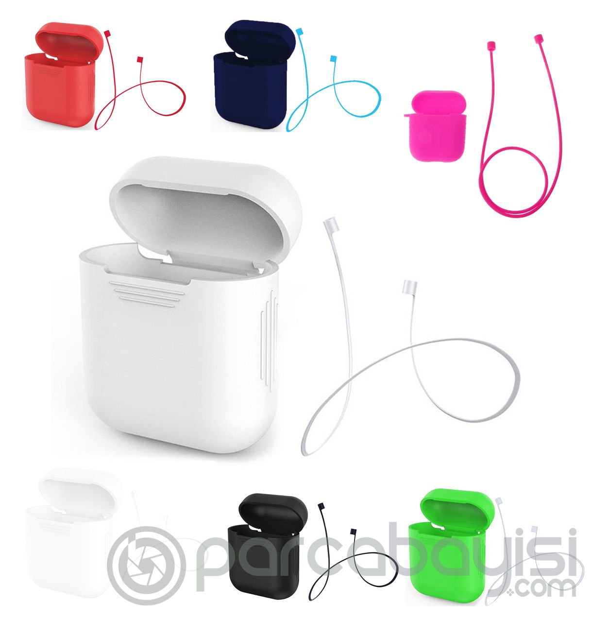 Ally Apple Airpods İçin Renkli Strap Kulaklık Askısı+ Silikon Kılıf
