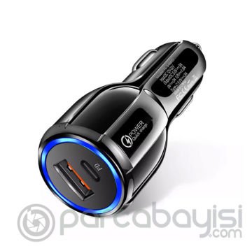 ALLY TE-P60 USB Ve Type-c Çıkışlı 30W Araç İçi Çakmaklık Hızlı Şarj Başlığı