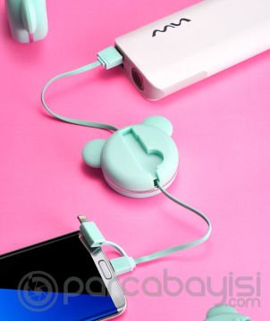 Outbasf 2in1 İphone Ve Micro Usb Ayıcık Figurlu Usb Kablo